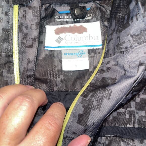 Columbia Jacket Small Black Coat with No Hood And Fleece Liner Medium Omni TECH - Picture 2 of 6
